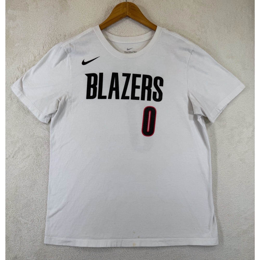 Nike Portland Trail Blazers Damian Lillard 0 NBA T-Shirt White Large BV1997-10A